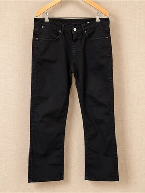 ACNE STUDIOS BLACK SLIM STRAIGHT LOW RISE DESIGNER JEANS MEN’S CROPPED DENIM